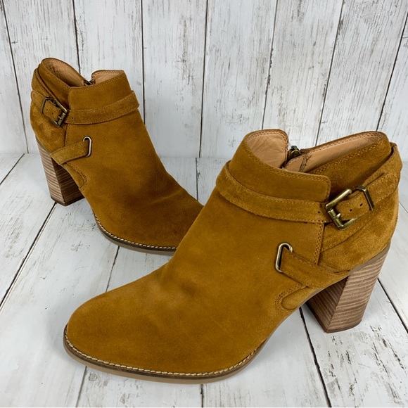 Franco Sarto Womens Ankle Boots Size 10 Brown Suede Leather Heeled Bootie - Picture 7 of 9